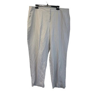 Kasper Women Size 18 Summer Straw Mid-Rise Straight Leg Fly-Front Pants NEW